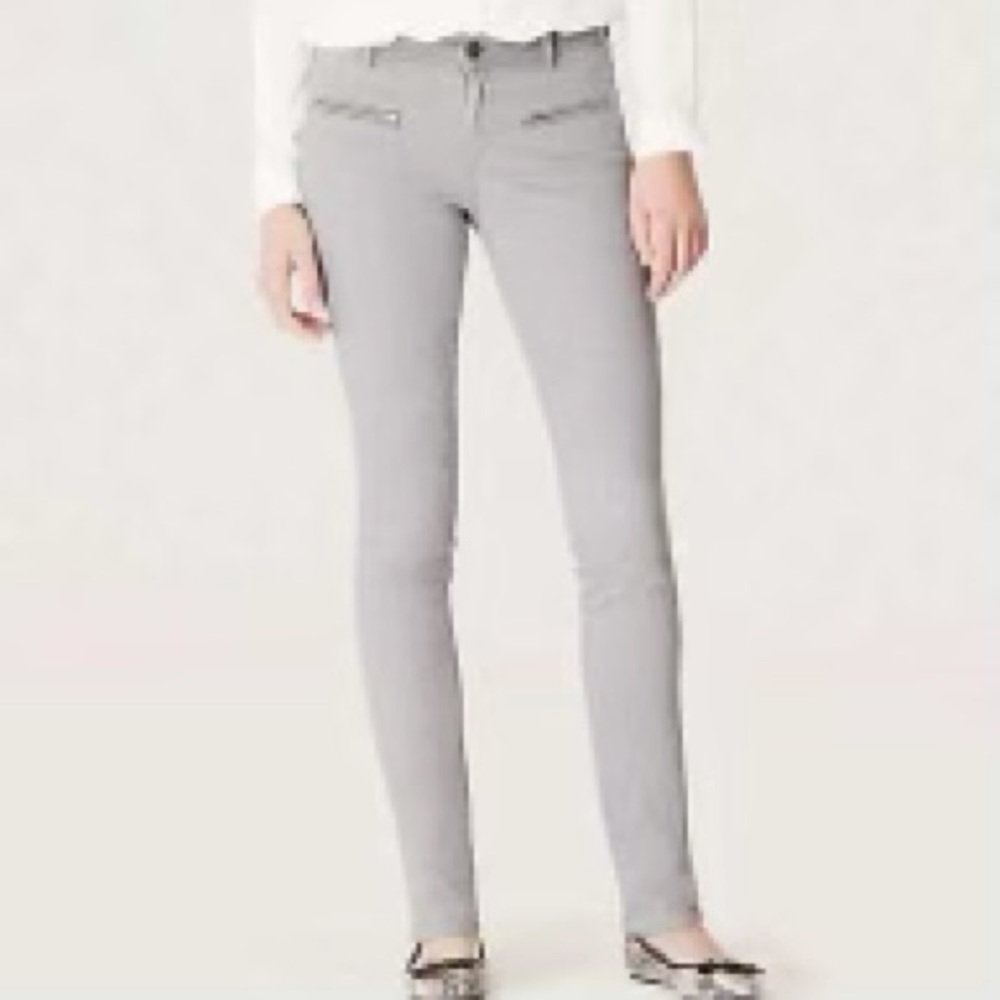Loft Pale Taupe Modern Skinny Faux Zipper Pockets